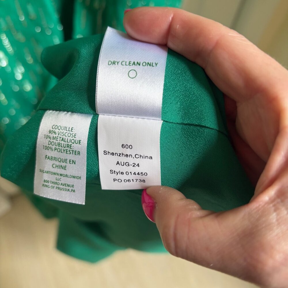 Lilly Pulitzer Cleme Long Sleeve Maxi Dress Size 4 NWT Green w/ Metallic Shimmer - Picture 12 of 12